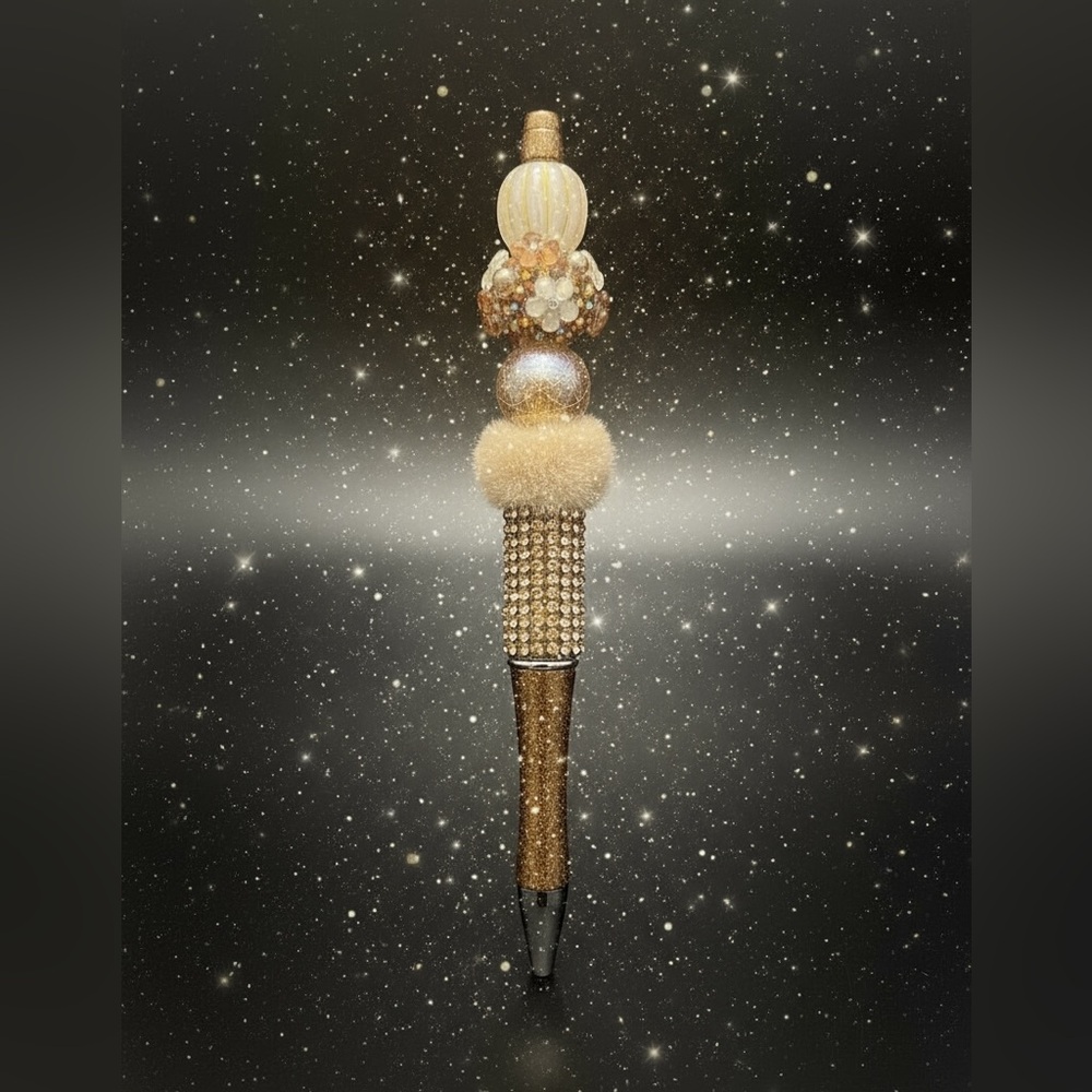 Handcrafted Elegant Gold and Cream Pen
